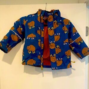 Patagonia Boys 4T Raincoat Buffaloes with Rainboots Print